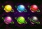 Funny colorful fantasy planets set