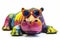 Funny colorful hippopotamus wearing sunglasses in studio with a colorful and bright background. Fashion-forward hippo with trendy