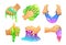 Funny colorful homemade slime holding in the hand. Vector illustration.