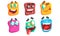 Funny Colorful Monsters Set, Slime Cartoon Characters with Different Emotions Vector Illustration