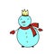 Funny colorful snowman with snowflakes