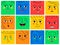 Funny colorful square emoji faces, comic avatars set