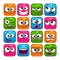 Funny colorful square faces set