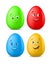 Funny coloured easter eggs with happy faces