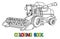 Funny combine harvester with eyes. Coloring book