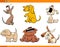 Funny comic dogs cartoon characters set