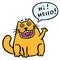 Funny communicable cat says hello. Speech Cloud. Vector Illustration.