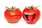 Funny concept with tomatoes and mouth