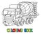 Funny concrete mixer truck with eyes Coloring book