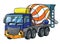 Funny concrete mixer truck with eyes and mouth