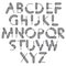 Funny constructive vector font, rounded cartoon letters with grey filling.