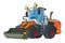 Funny constuction tractor with eyes. Coloring book