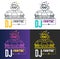 Funny cool vector dj logo. Charismatic disc jockey at the turntable. Music logotype template. For accessory, brand, identity,