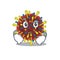 Funny corona virus molecule mascot character showing confident gesture