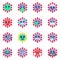 Funny coronavirus emoji flat icons set