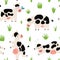 Funny countryside seamless pattern with cute cows