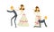 Funny Couple of Newlyweds Set, Weak Henpecked Groom Dominated by Bride Cartoon Vector Illustration