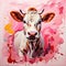 Funny cow painting. Expressive illustration of the domestic animal