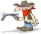 Funny cowboy with a drooping gun.