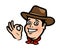 Funny cowboy or happy farmer in the hat. Cartoon vector illustration