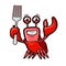 Funny crab holds fork. Seafood, cartoon vector illustration