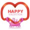 Funny crab with ribbon and Happy vacation text