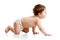 Funny crawling baby boy isolated