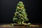 Funny creative christmas tree made with broccoli. Healthy food winter holidays. New year season with vegan diet