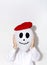 Funny and creative Halloween balloon in red beret