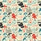 Funny creatures collection. Seamless pattern.