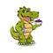 Funny Crocodile with dumbbell and bowl of ice cream