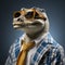 Funny Crocodile In Glasses And Plaid Suit: A Playful And Stylish Gator