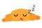 Funny croissant vector illustration. Sleeping croissant