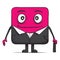 Funny cube dude businessman in suit. Square