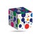 A funny cube with many colorful dots
