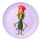 Funny cucumber chief made on purple plate