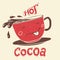 Funny cup of cocoa cartoon character