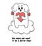 Funny cupid dog on cloud with big heart. Cool valentine card with inscription You make me want to be a better man