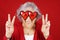 Funny cupid peace and love senior woman