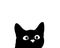 Funny curious cat silhouette black and white vector