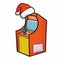 Funny and cute arcade machine ready to be played wearing Santa`s hat for christmas