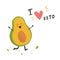 Funny cute avocado character, keto diet lover