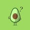 Funny cute avocado character. Vector flat avocado cartoon character feel confused. Isolated on green background. Avocado fruit