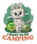 Funny cute baby Hare. He asks to take him camping. Backpack m fishing rod. Naive animal child. Cartoon style