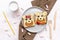 Funny cute bear,dog faces sandwich toast bread with peanut butter, banana, apple,milk, marshmallow. Kids childrens baby`s sweet