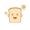 Funny cute bread character. Vector flat bread character feel dizzy. isolated on white background. Bread character concept