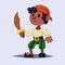 Funny cute cartoon Boy pirate kid with wooden sword.