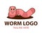 Funny cute cartoon worm. Fishing concept in cartoon style. Fishing day mascot