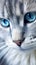 Funny and Cute Cat Wallpapers for Android with Detailed Facial Features in Silver .