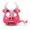 Funny, cute, crazy pig icon. Devil smiley. Symbol of 2019.